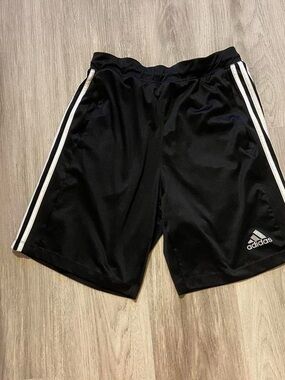 adidas Black Athletic Shorts with White Side Stripes